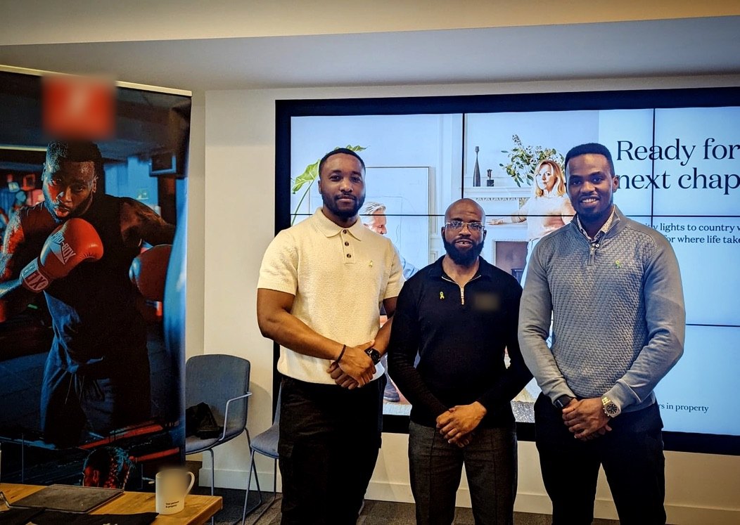 Tino Jalo with two colleagues at a workplace wellbeing event